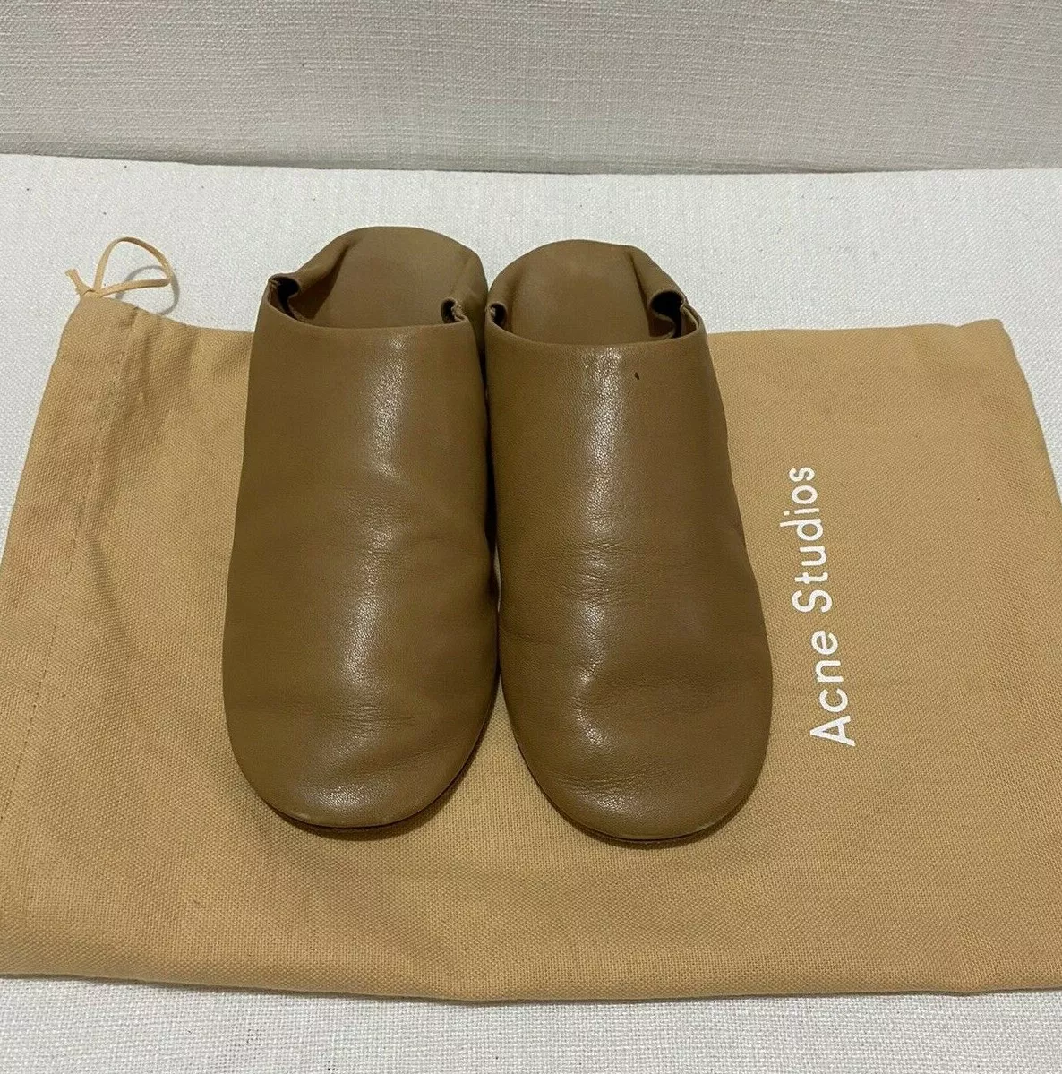 Skriv en rapport Ord ring ACNE STUDIOS Leather Agata Babouche Slippers, Camel, Sz 36 US 7.5 AU 6.5  U4.5 | eBay