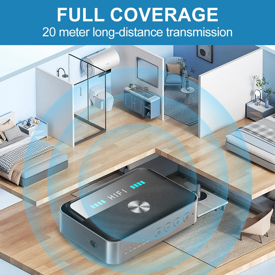 Trasmettitore Audio Wireless Bluetooth 5.3 Ricevitore NFC Stereo Adattatore HiFi AUX DE - Immagine 2 di 4