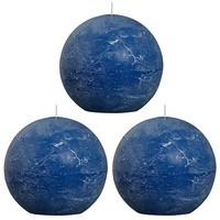 3 StüCk Rustic Xxl Kugelkerzen 145 Mm DurchgefäRbt Rustik Ballkerzen Dunkelblau