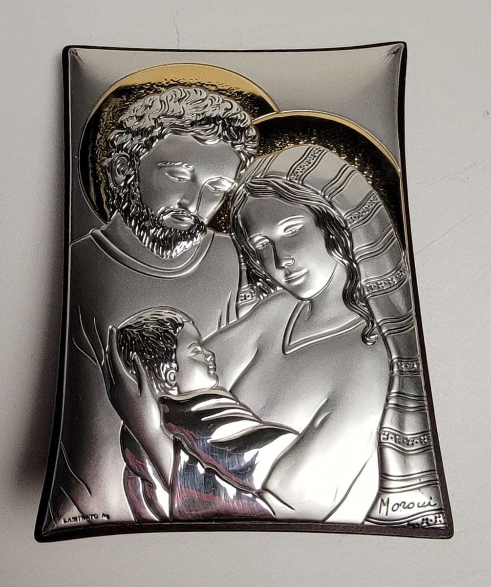 NEW? Silver & gold plated 3D Holy Family plaque by Moroui from