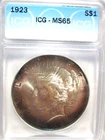 1923 PEACE SILVER DOLLAR MS65
