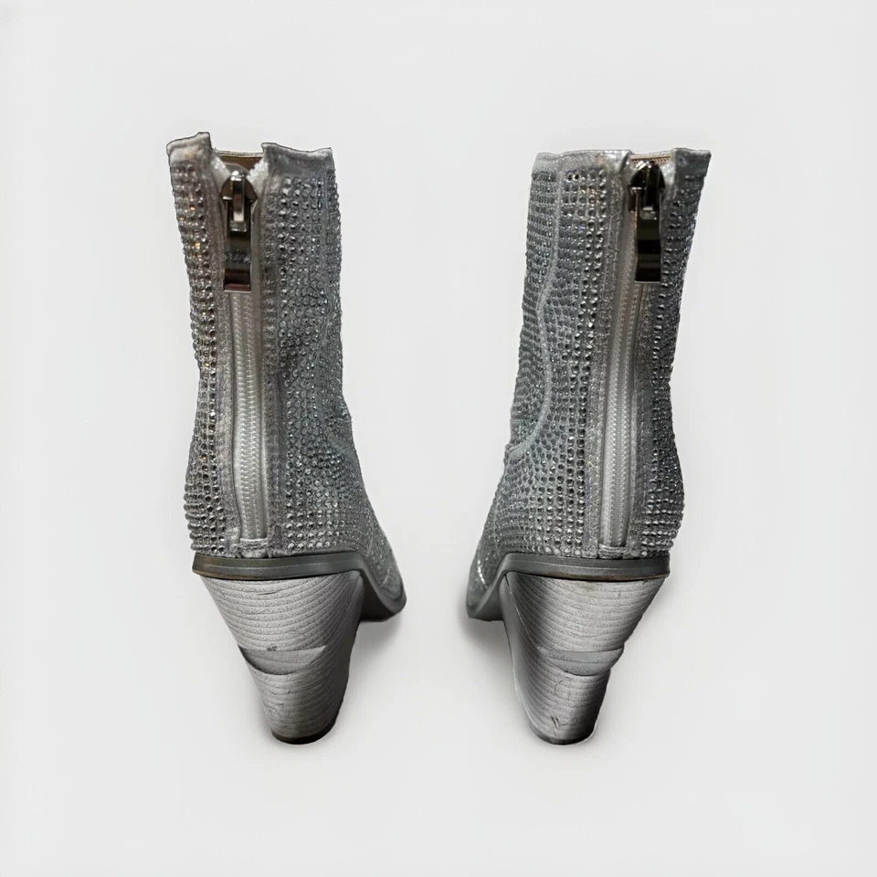 Botas Wang de azalea occidental con diamantes de imitación plateadas brillantes para mujer 7 Foto 3 de 4
