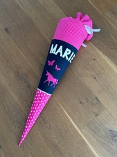 Schultüte Husse Stoffschultüte Bezug Mädchen Einhorn Pferd Zuckertüte Name