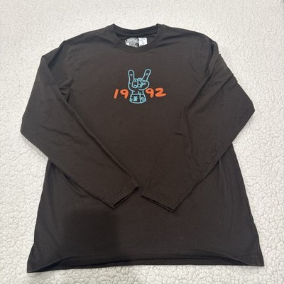 Brown DUTCH BROS Coffee Long Sleeve Graphic T Shirt Rock On Tour 1992 medium 