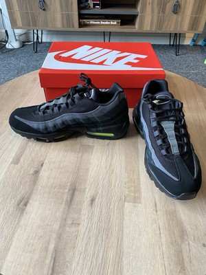 Nike Air Max 95 retro logo black grey volt green Uk10 Brand New - Main Image
