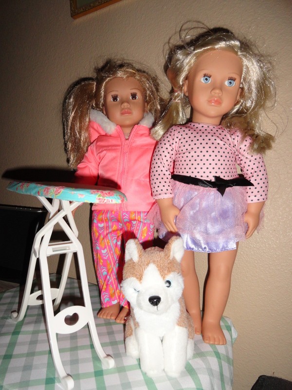 Our Generation Doll Lot~Blonde Hair Pink Dress & Coat~Floral Iron Board & Puppy