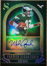 Mike Quick 2025 Panini Silhouette #17 Framed Auto Holo Gold /99 Eagles