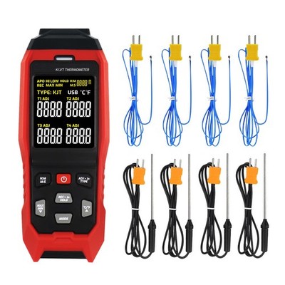 Thermocouple Thermometer Data Logger with 8 Type K Probes, 4-Channel K/J/T Ty...