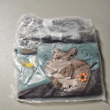 NEW CHALA HIPPO MINI CROSSBODY CELL PHONE PURSE BAG BLUE BROWN FAUX LEATHER