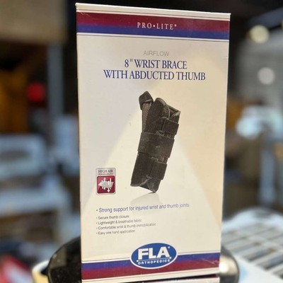 FLA Pro-Lite Airflow 8'' Wrist Brace w/Abducted Thumb Black Left Small/Medium