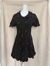 Black Dress With Little Cute Red Flowers