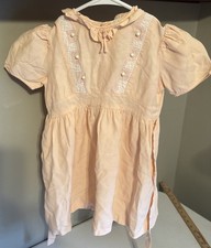 Peach Vintage Toddler dress with laced and button detail Special Occ. Easter -5