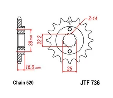 JT Front Sprocket 520 14T #JTF736.14 Ducati 748/748 SP/Monster 600/748 R/748 S