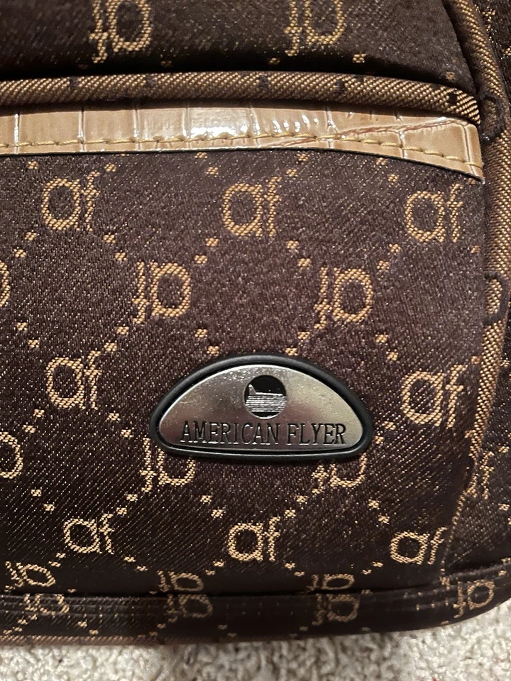 American Flyer Carry On Luggage Bag- Brown And Tan - Image 2 of 4