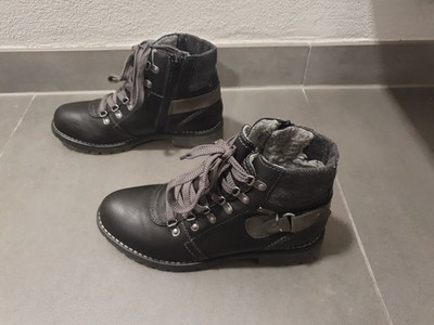 Jana Tex Stiefeletten Boots 39 Damen Dunkelgrau Leder Wie Neu
