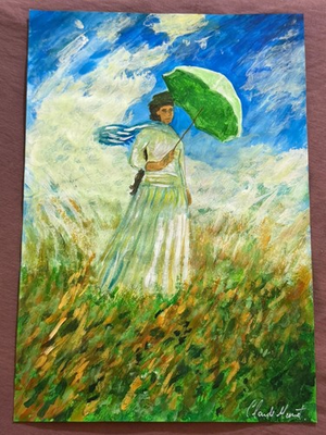 #ad Claude Monet painting drawing on old paper signed stamped $135.00