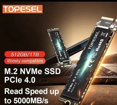 TOPESEL M.2 NVMe PCIe 4.0 Internal SSD 512GB/1TB 5000MB/s Read Speed