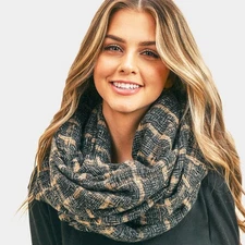 Plaid Check Infinity Scarf Soft Cozy Loop Circle Neck Wrap Winter Fashion