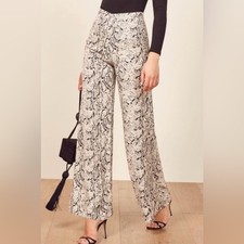 Reformation Sorrenti Pant Wide Leg Snake Print Skin Pant Size 0