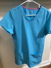 Heartsoul Turquoise Blue V-Neck Scrub Top Women's Small healthcare