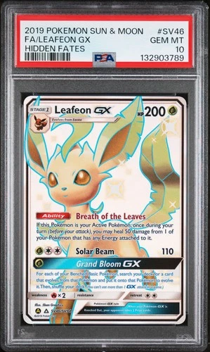 2019 Pokemon Hidden Fates Leafeon Gx #SV46 GEM MT PSA 10 Shiny Vault