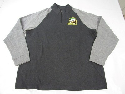 New Oregon Ducks Mens Size 2XL 2XLarge Gray 3/4-Zip Pullover Sweatshirt
