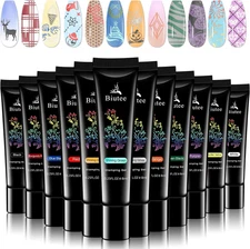 Biutee Nail Stamping Polish Gel Set - 12 Colors Stamp Nail Print Kit - Red, Blac