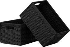 2 Pack Wicker Basket, 13.4L 8.3H 7.1W Inch Woven Paper Rope Storage Baskets for
