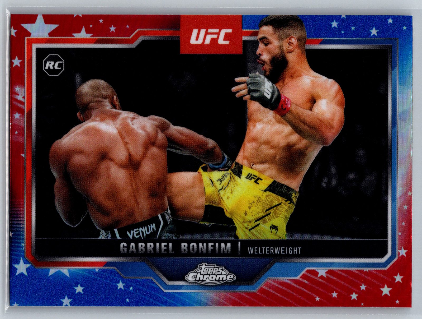 Gabriel Bonfim 2025 Topps Chrome UFC Red & Blue Refractor Rookie #26