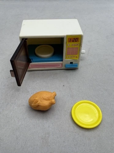 Vintage 1988 Mattel Barbie Action Accents Microwave Oven Wind-Up Works Mini