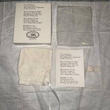 Vintage Handkerchief Bonnet for Newborn Baby with Poem Christening Wedding