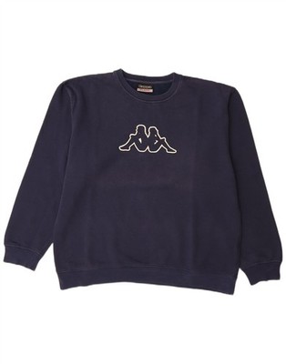 Kappa Mens Graphic Sweatshirt Jumper XL Navy Blue Cotton DM11