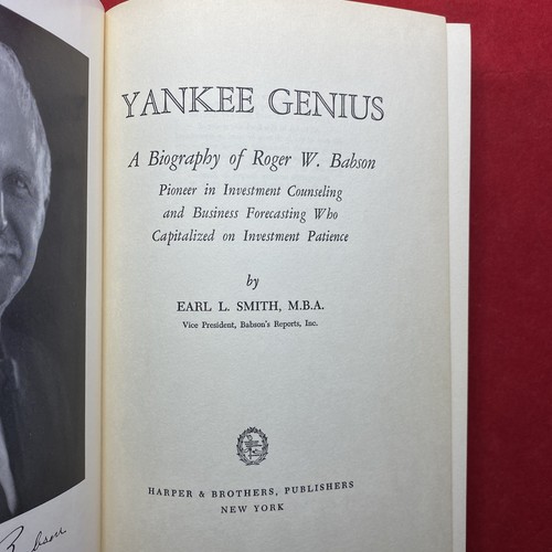 Yankee Genius Roger Babson Earl Smith HC DJ 1st Ed 1954 Investment Forecasting - Picture 6 of 12