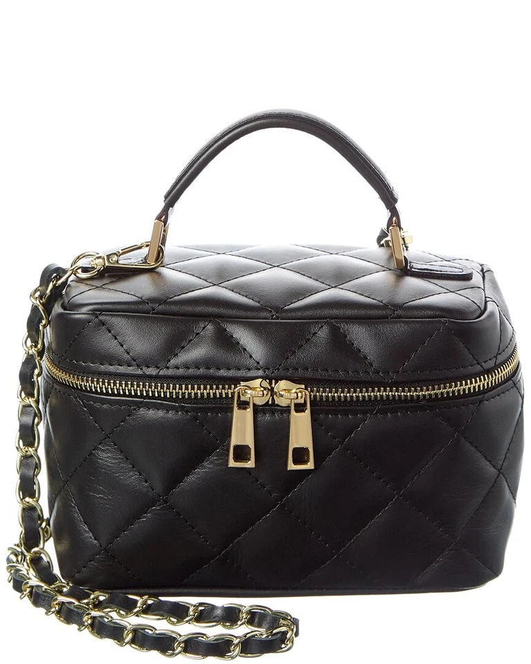 Isabella Rossetti Mia Quilted Leather Vanity Bag Women's Black