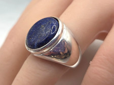 Vintage Sterling Silver Blue Lapis Gemstone Round band Ring size 7