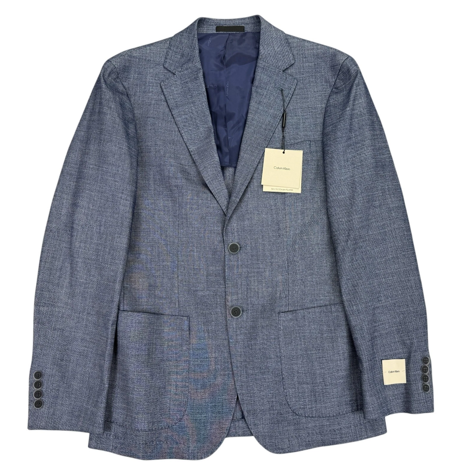 Calvin Klein Mens Mariano Slim Fit Stretch Sport Coat Blue 38R