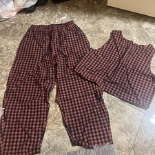 Adult Plaid Pajama Set - Dark orange