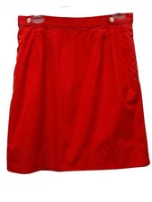 Vintage Ralph Lauren Red A-Line Skirt Women 12 100 Cotton Knee Length Pockets