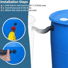 Expandable Rainwater Overflow Kit for Container Connection with Leak Seals