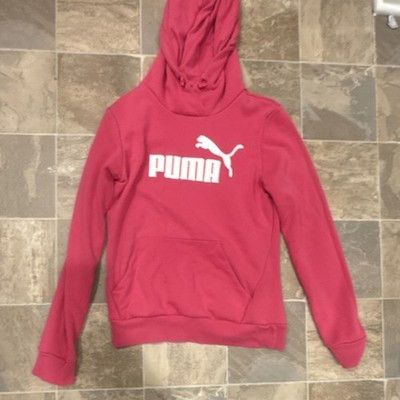 PUMA Pink Pullover Hoodie Women's S/P Cotton Polyester Blend Logo