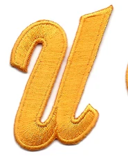 LETTERS -Golden Yellow Script  2" Letter "U" - Iron On Embroidered Applique