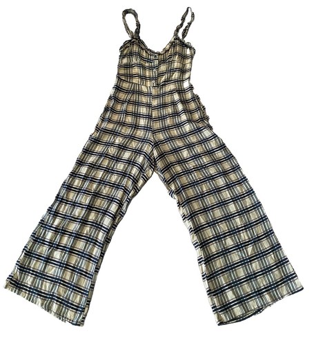 Faithfull The Brand Womens Cancun Olive Green Plaid Wide-Leg Jumpsuit Size 2 - Picture 5 of 10