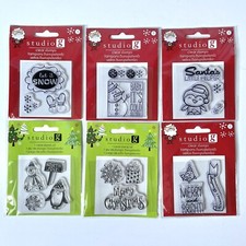 Studio G Clear Stamp CHRISTMAS WINTER 6 Pk Lot Santa Snow Penguin Unmounted New