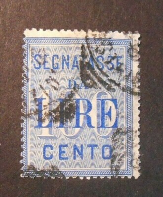 ITALY, ITALY KINGDOM 1903 ''Tax stamp type of 1884'' 100 lire blue USED ss.32