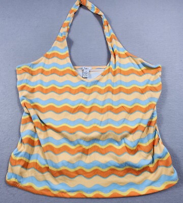 Rue21 Halter Top Womens 2X 3X 4X Orange Striped Cropped Backless NWT