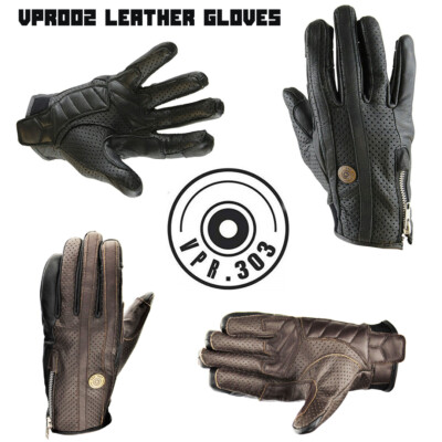 Leder Touren Retro Streifen Bike Viper VPR002 CE/UKCA Knöchelschutz Handschuhe