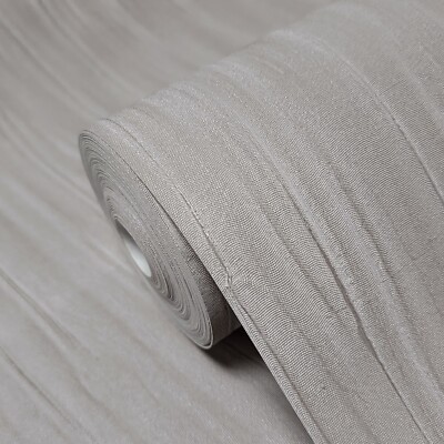 Grayish Taupe cream crashed faux silk fabric plain textured Modern Wallpaper 3D