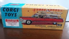 ♫•❤ Corgi 437 Superior Ambulance on Cadillac Box Matt 300g guter Druck&Verarb.❤
