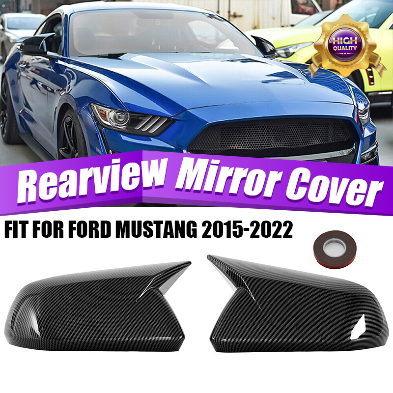 Mustang Side Mirror Covers - Ox Horn Style Glossy Black For Ford Mustang 2010-2014