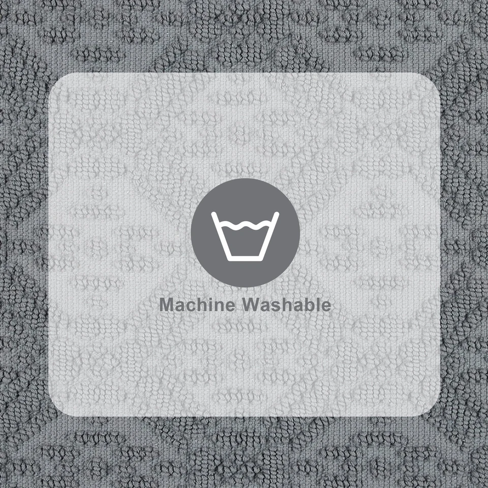 Juego de alfombras de baño Better Homes & Gardens Katti Lattice 2 piezas, franela gris, 17" x Foto 3 de 4